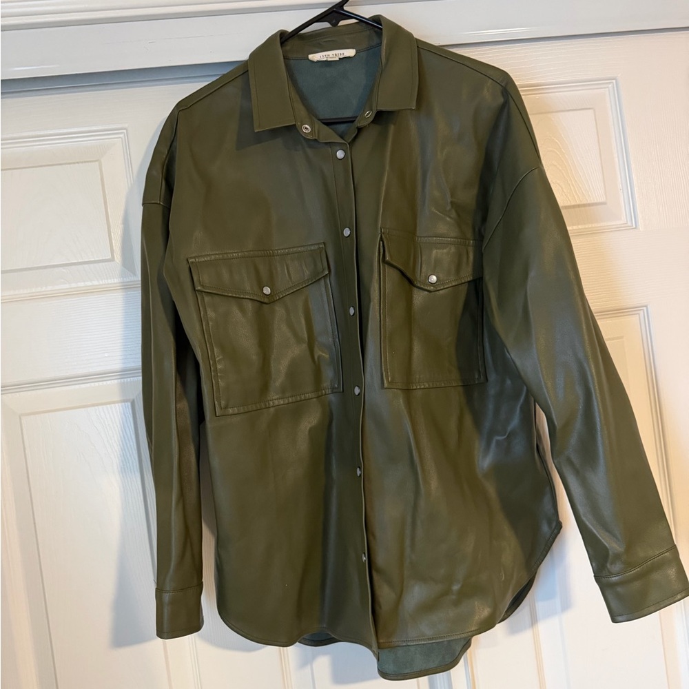 12th Tribe Forest Green Leather Jacket